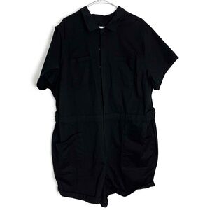 Torrid Black Cargo Button-Up Zipper Belted Collared Pockets Romper Size 22